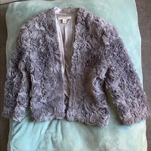 Boston Proper Gray Rosette Jacket Bolero style